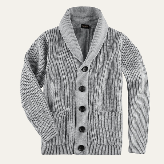 Men’s Chunky Ribbed Shawl Collar Cardigan