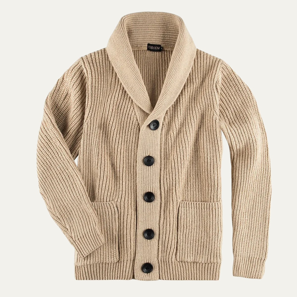 Men’s Chunky Ribbed Shawl Collar Cardigan