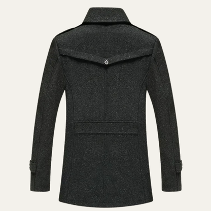 Men’s Layered Mock-Neck Peacoat Jacket