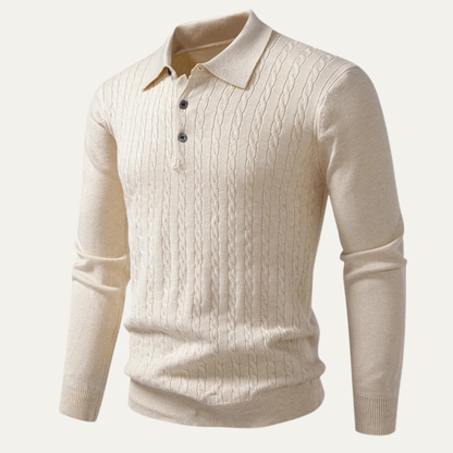Men’s Long-Sleeved Knit Polo Sweater