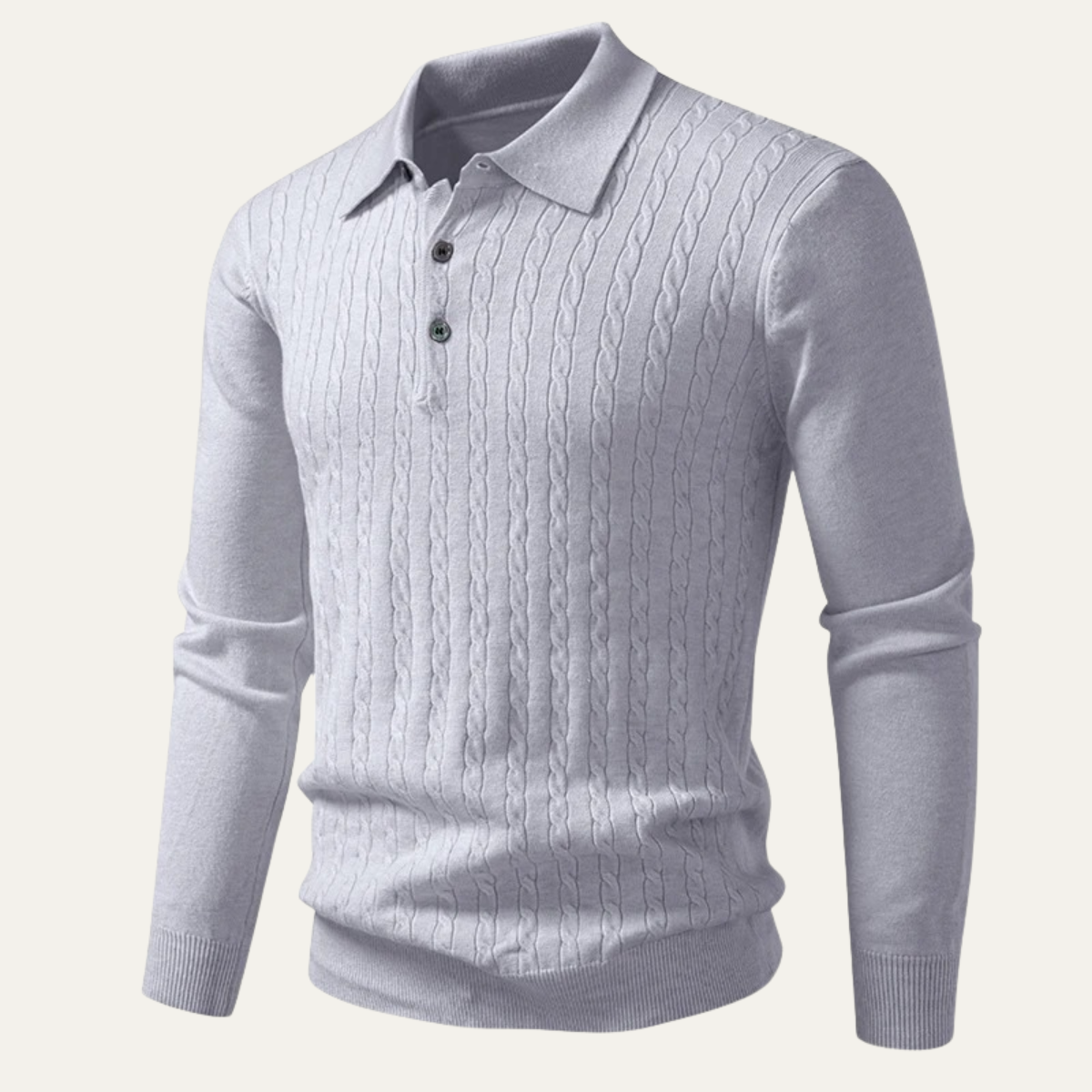 Men’s Long-Sleeved Knit Polo Sweater