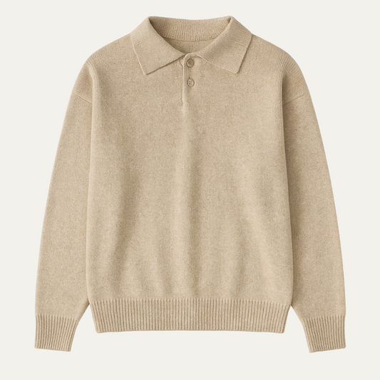 Men’s Long-Sleeve Knit Polo Shirt