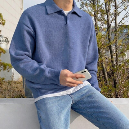 Men’s Long-Sleeve Knit Polo Shirt