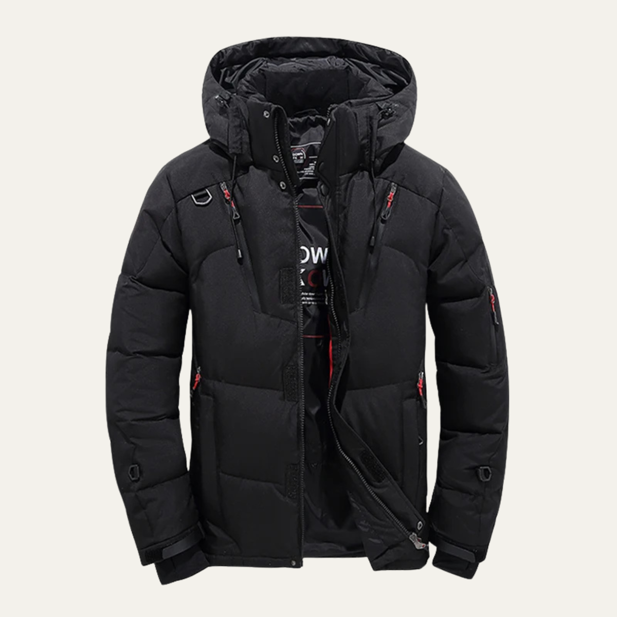 Men’s Hooded Puffer Jacket with Zippered Pockets