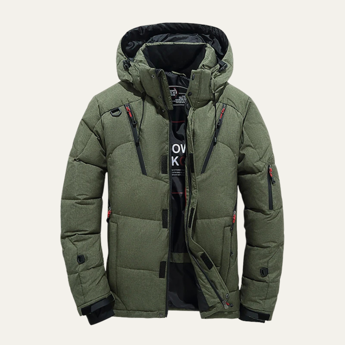 Men’s Hooded Puffer Jacket with Zippered Pockets
