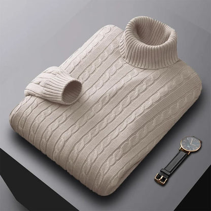 Men’s Soft Elastic Rib Turtleneck Sweater