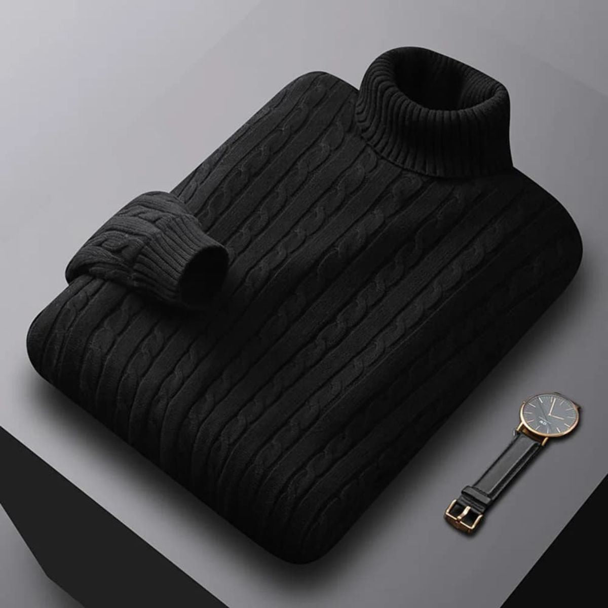 Men’s Soft Elastic Rib Turtleneck Sweater