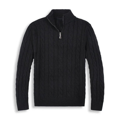 Men’s Stylish Half-Zip Cable-Knit Sweater