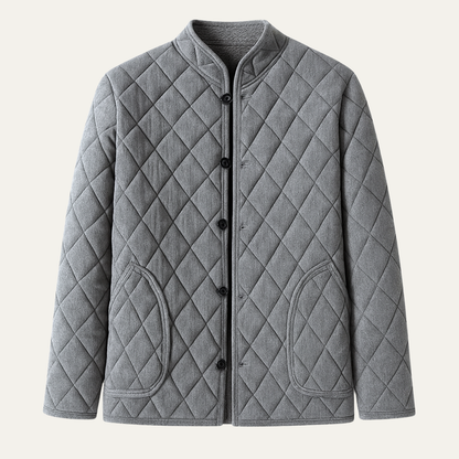 Men’s Quilted Collarless Button-Front Jacket
