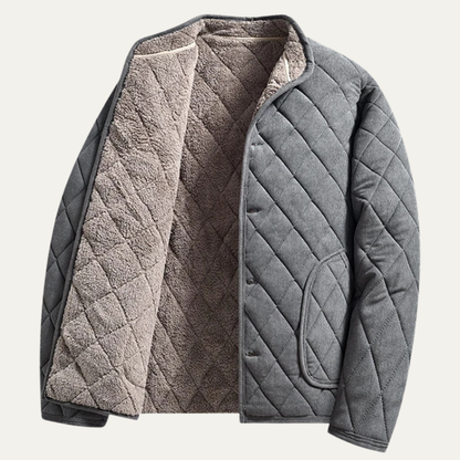 Men’s Quilted Collarless Button-Front Jacket