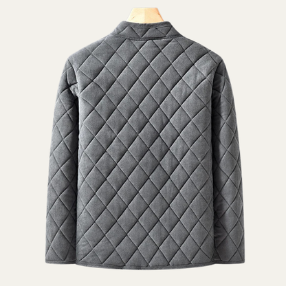 Men’s Quilted Collarless Button-Front Jacket