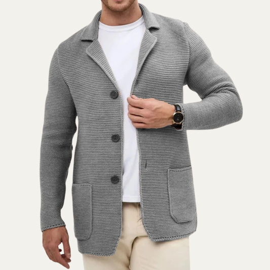 Men’s Chunky Ribbed Knit Blazer Cardigan