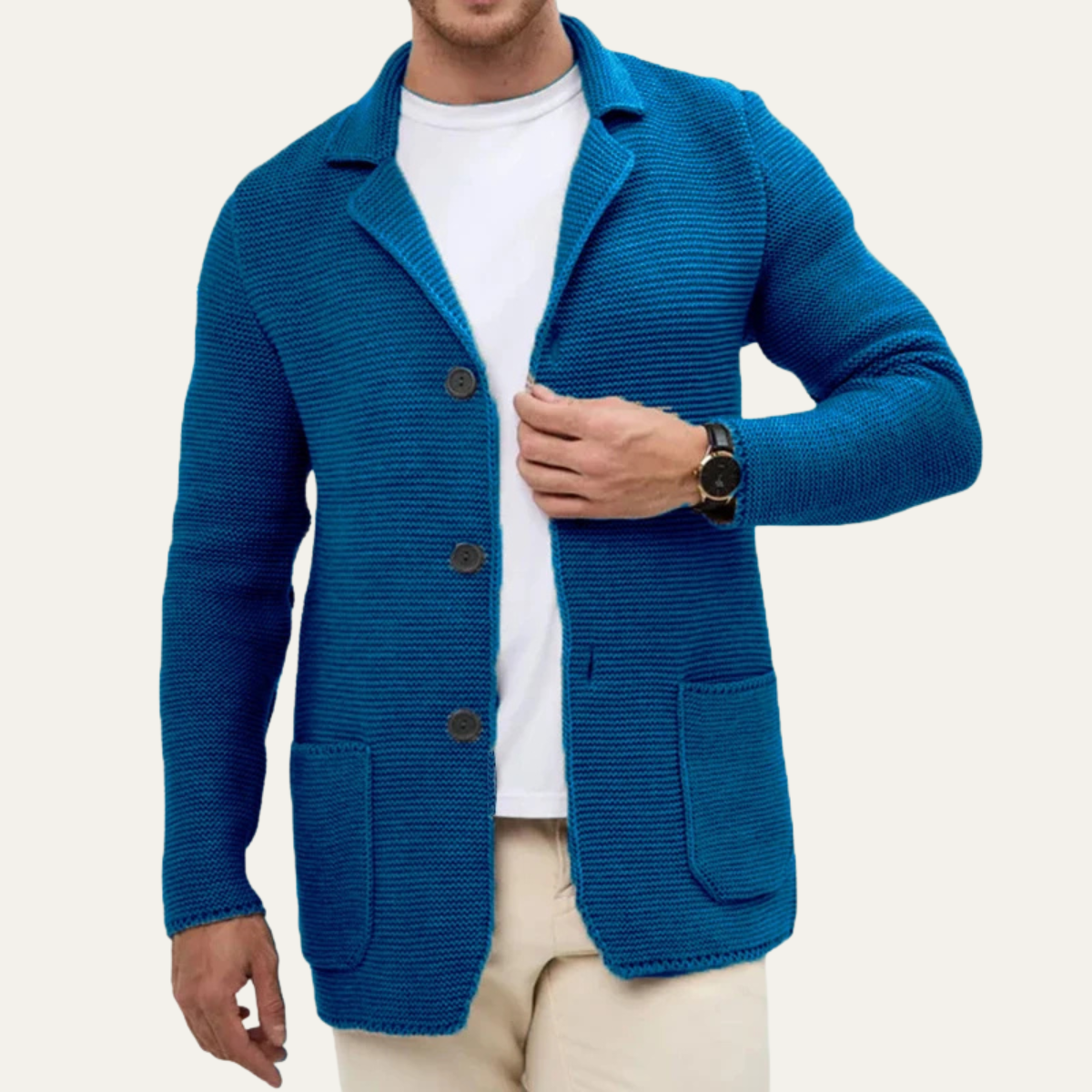 Men’s Chunky Ribbed Knit Blazer Cardigan