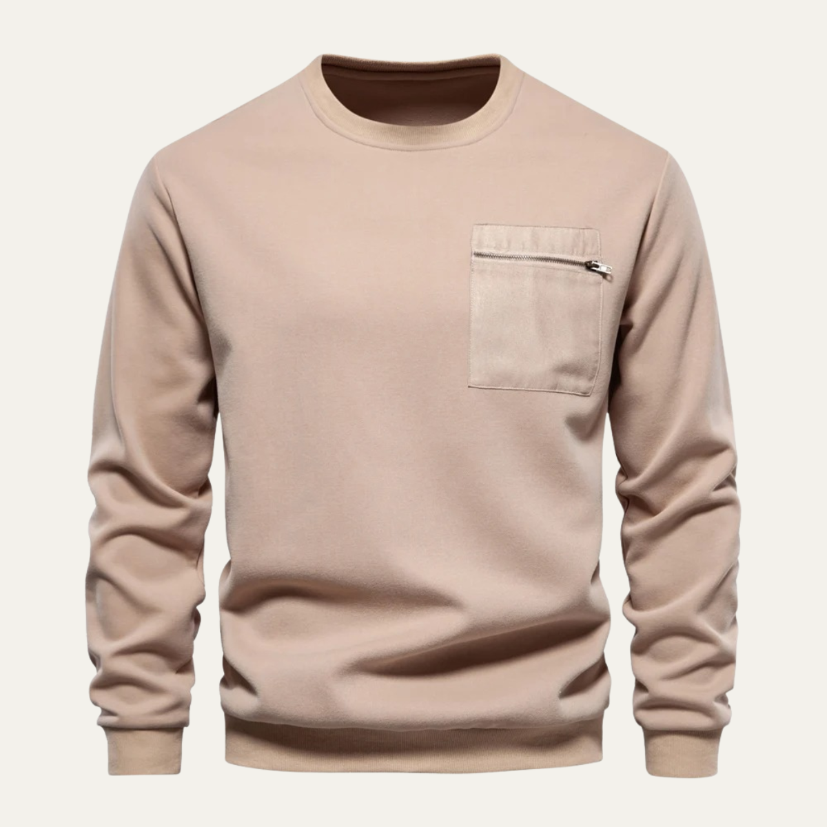 Men’s Crewneck Sweatshirt with Zipper Pocket