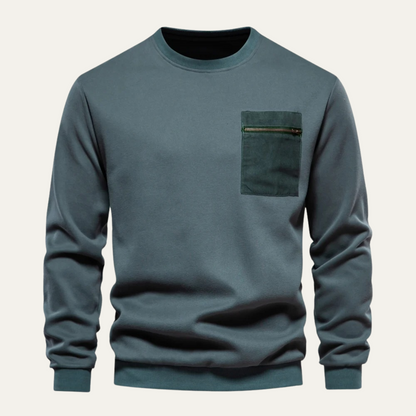 Men’s Crewneck Sweatshirt with Zipper Pocket