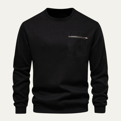 Men’s Crewneck Sweatshirt with Zipper Pocket