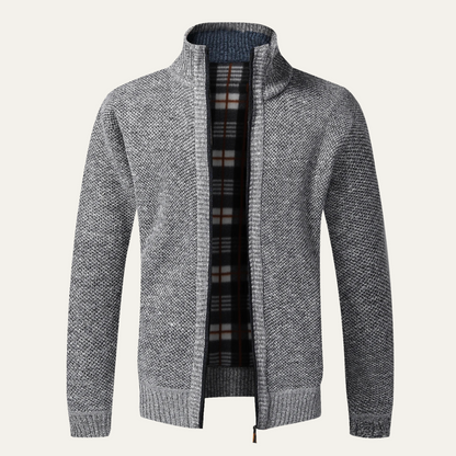 Men’s Textured Knit Full-Zip Cardigan Sweater