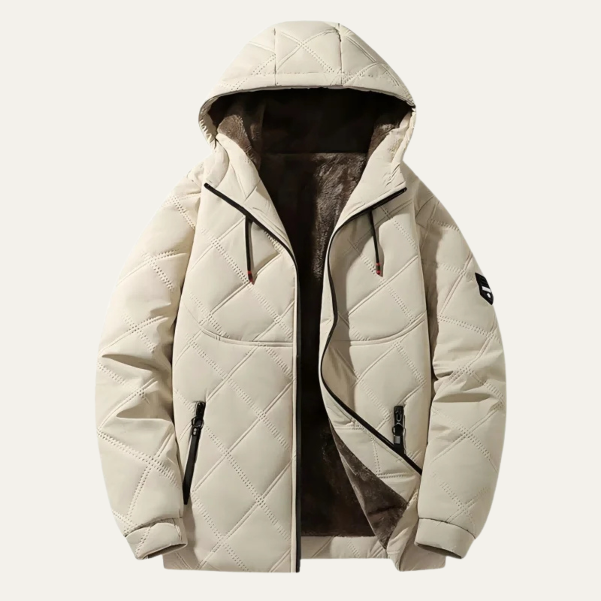 Men’s Quilted Hooded Diamond-Stitch Jacket