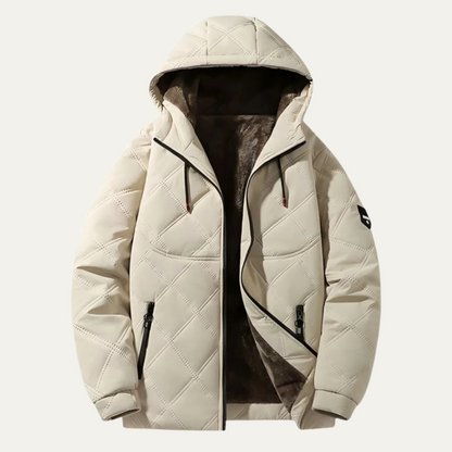 Men’s Quilted Hooded Diamond-Stitch Jacket