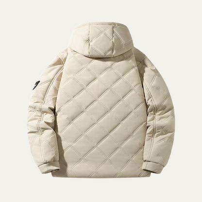 Men’s Quilted Hooded Diamond-Stitch Jacket