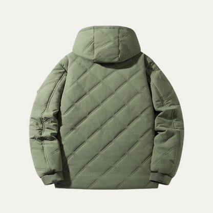 Men’s Quilted Hooded Diamond-Stitch Jacket
