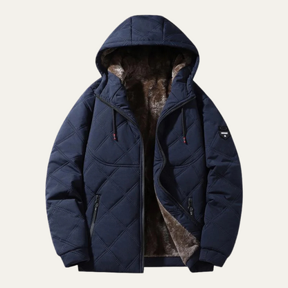 Men’s Quilted Hooded Diamond-Stitch Jacket