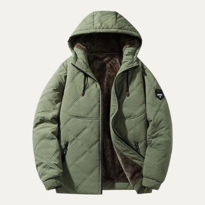 Men’s Quilted Hooded Diamond-Stitch Jacket