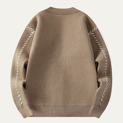 Men's V-Neck Cardigan with Black Buttons