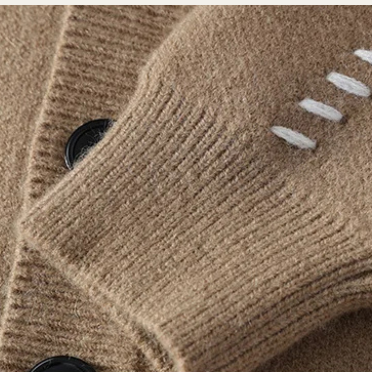 Men's V-Neck Cardigan with Black Buttons