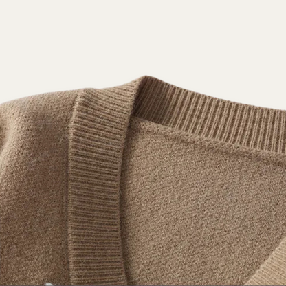 Men's V-Neck Cardigan with Black Buttons