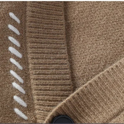 Men's V-Neck Cardigan with Black Buttons