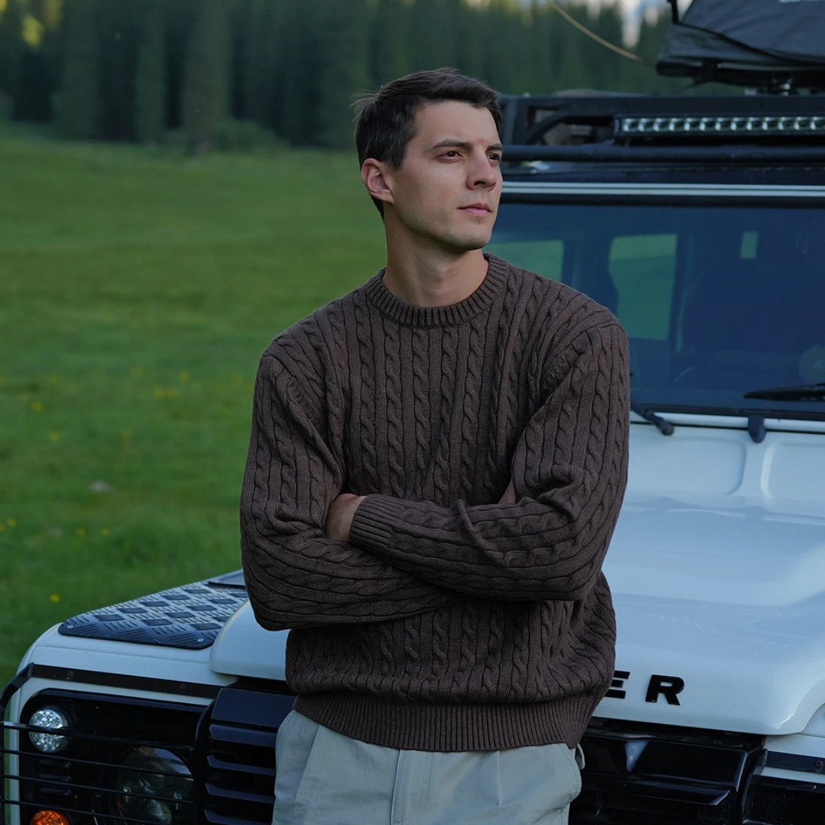 Men’s Full-Zip Geometric Knit Jacket