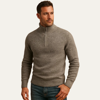 Men’s Chunky Tweed Quarter-Zip Sweater