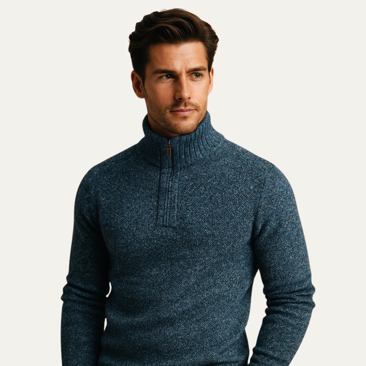 Men’s Chunky Tweed Quarter-Zip Sweater