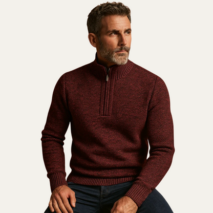Men’s Chunky Tweed Quarter-Zip Sweater