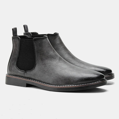 Men’s Leather Chelsea Boots with Elastic Panels