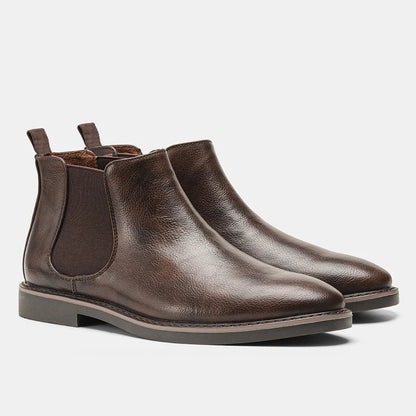 Men’s Leather Chelsea Boots with Elastic Panels