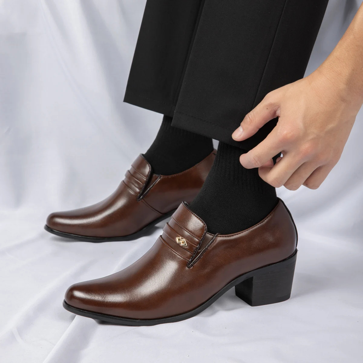 Men’s Leather Dress Slip-On Shoe with Decorative Strap