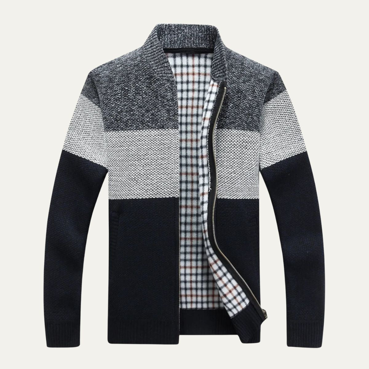 Men’s Full Zip Color Block Cardigan