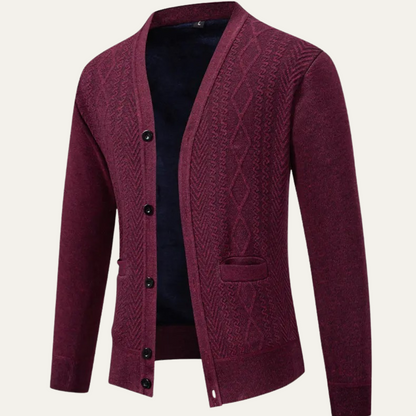 Men’s Textured V-Neck Cardigan