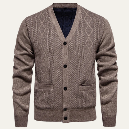 Men’s Textured V-Neck Cardigan