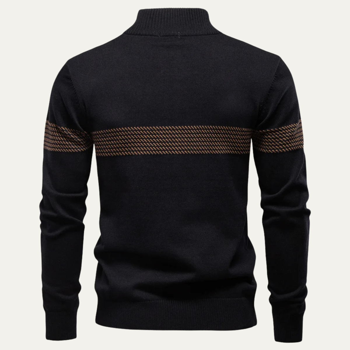 Men’s Quarter Zip Patterned Chest Sweater