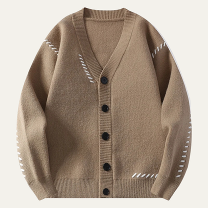 Men’s Embroidered V-Neck Knit Cardigan