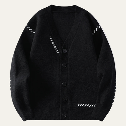 Men’s Embroidered V-Neck Knit Cardigan