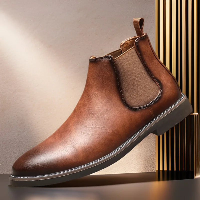 Men’s Polished Leather Chelsea Boots