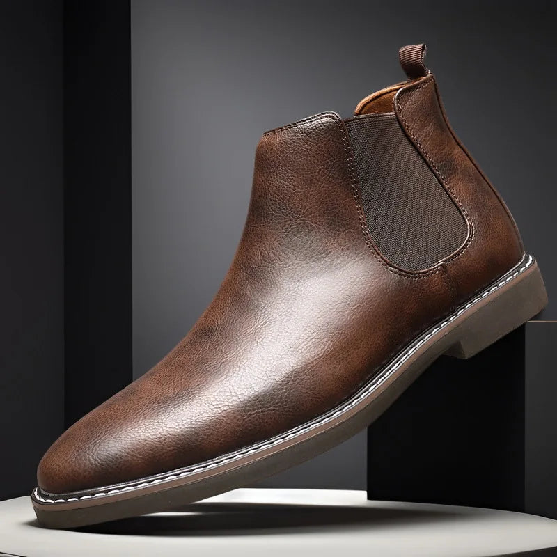 Men’s Polished Leather Chelsea Boots