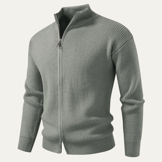 Men’s Ribbed Mock-Neck Cardigan