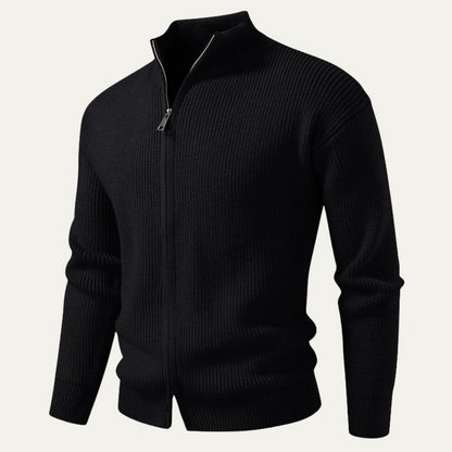 Men’s Ribbed Mock-Neck Cardigan