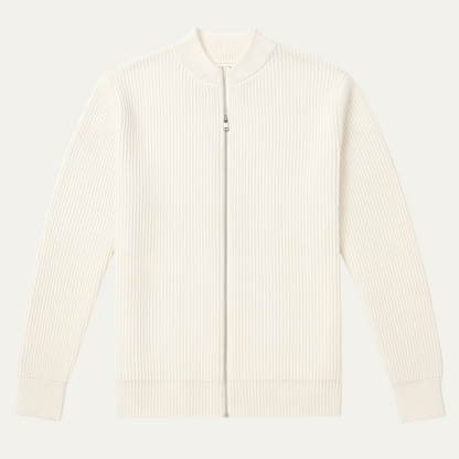Men’s Sleek Ribbed Zip Bomber Sweater