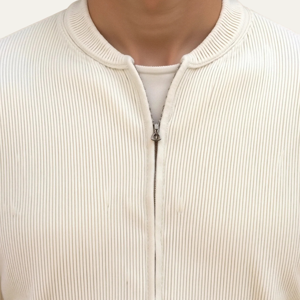 Men’s Sleek Ribbed Zip Bomber Sweater